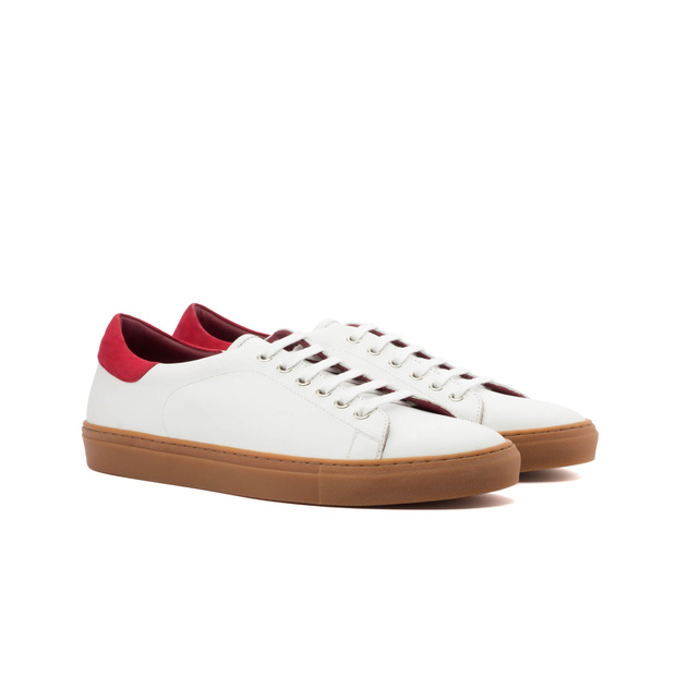 Trainer Sneaker Caramel Nappa Calf White x Kid Suede Red