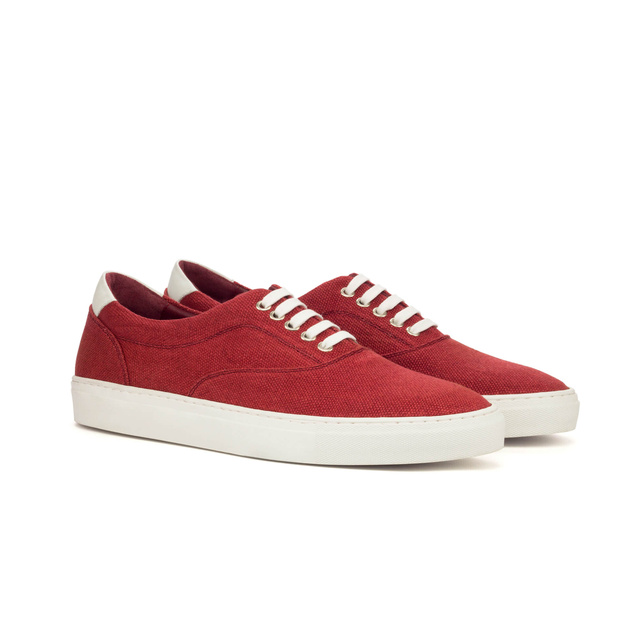 Top Sider Sneaker Linen Red x Nappa Calf White 49 (Einzelanfertigung)
