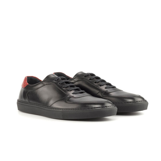 Low Top Trainer Nappa Calf Black x Painted Croco Red